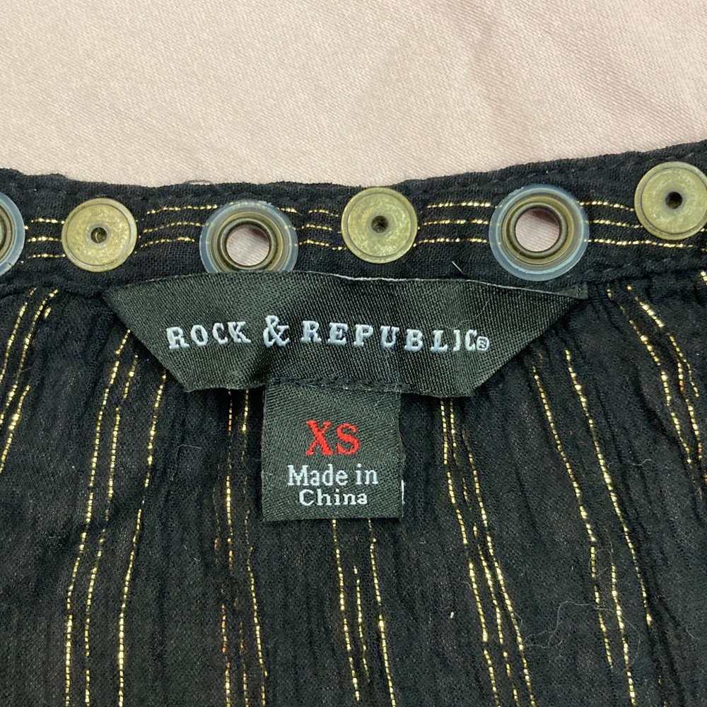 Rock & Republic Black and Gold Striped Blouse - Picture 2 of 3
